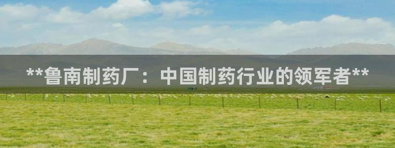 9游会老哥俱乐部：**鲁南制药厂：中国制药行业的领军者**